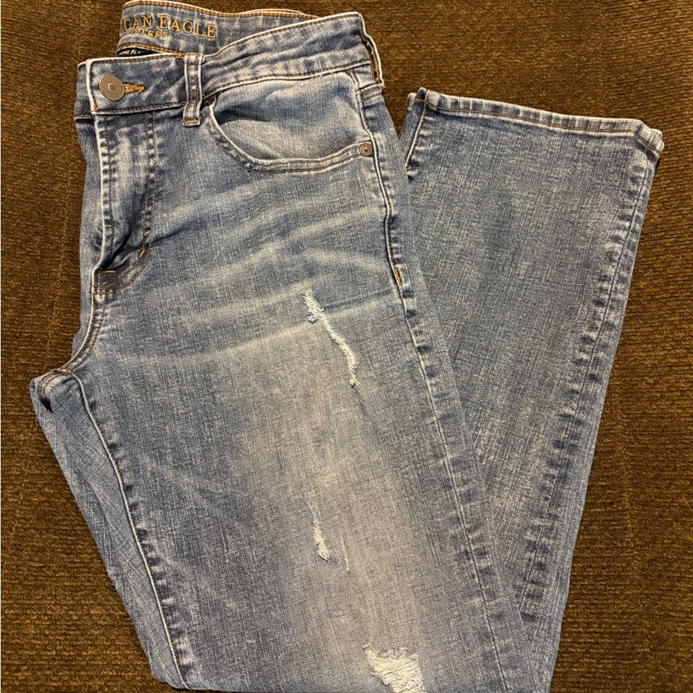 Men’s American Eagle Outfitters Extreme Flex Distressed Light Blue Jeans